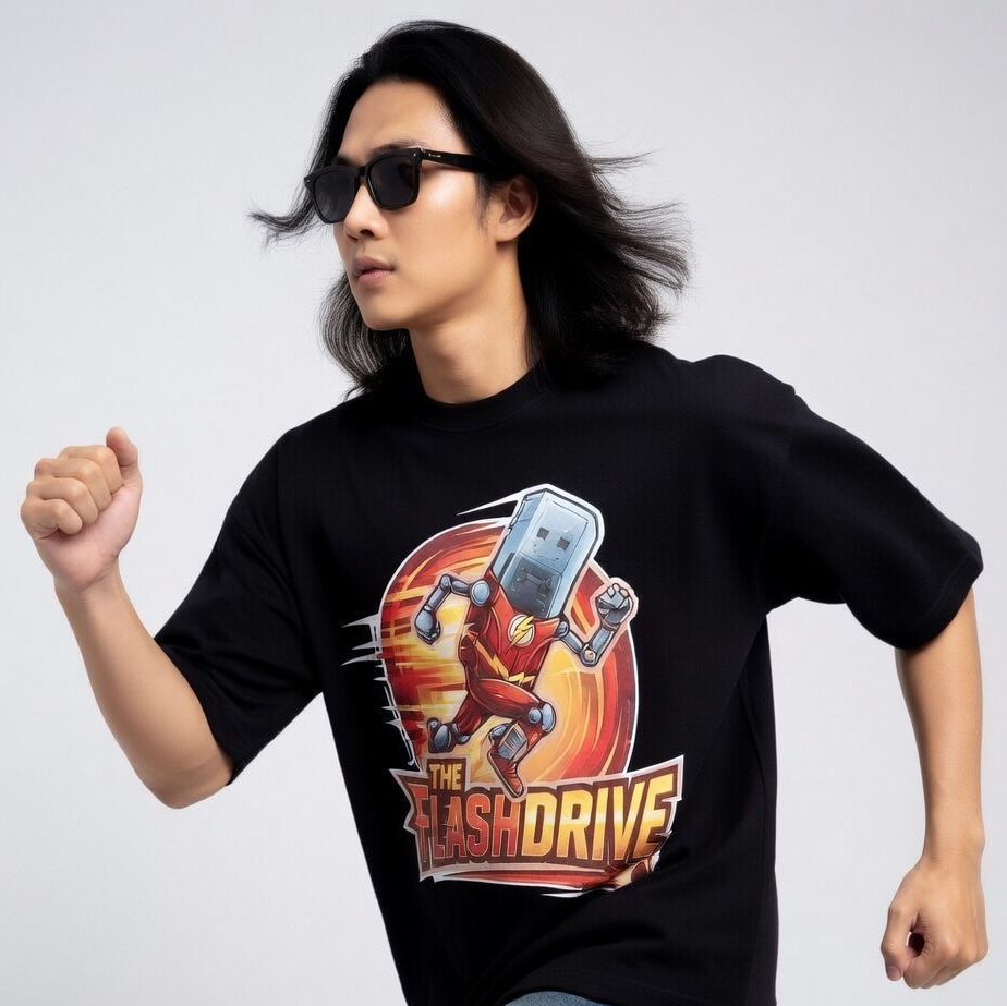 The Flash Drive Unisex Oversized Tee | Superhero Archives