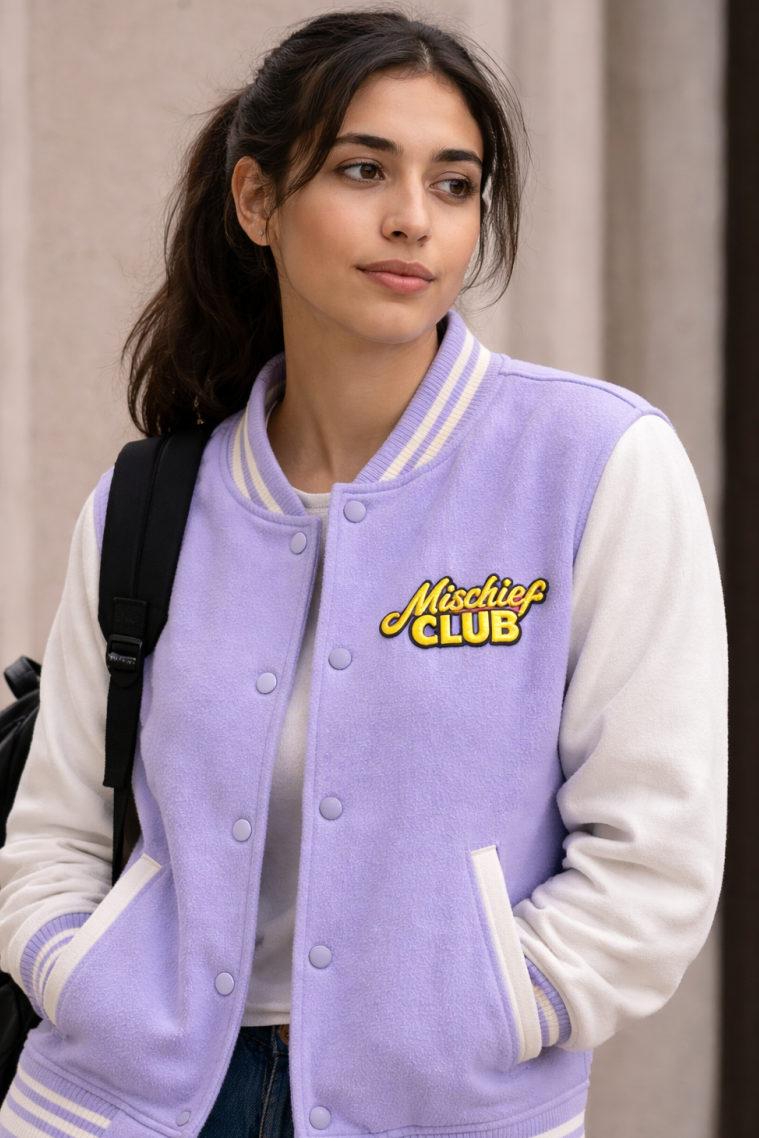 Heritage Embroidered Unisex Varsity Jacket | Mischief Club Originals | 100% Cotton