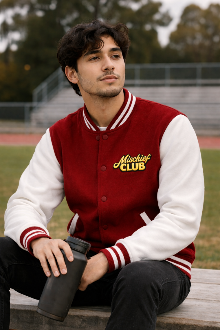 Heritage Embroidered Unisex Varsity Jacket | Mischief Club Originals | 100% Cotton
