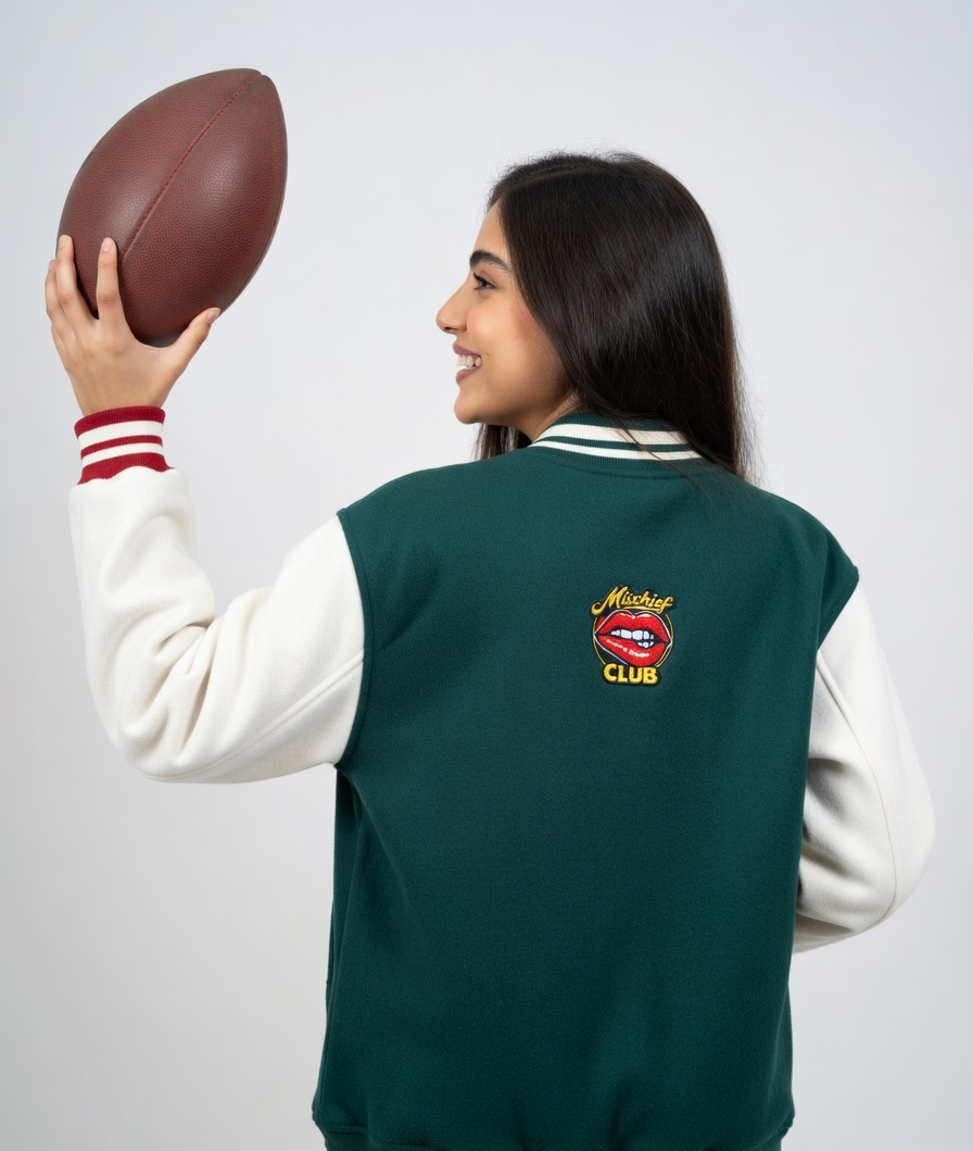 Heritage Embroidered Unisex Varsity Jacket | Mischief Club Originals | 100% Cotton
