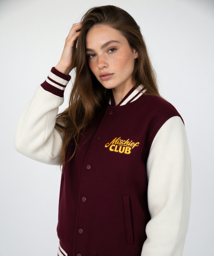 Heritage Embroidered Unisex Varsity Jacket | Mischief Club Originals | 100% Cotton