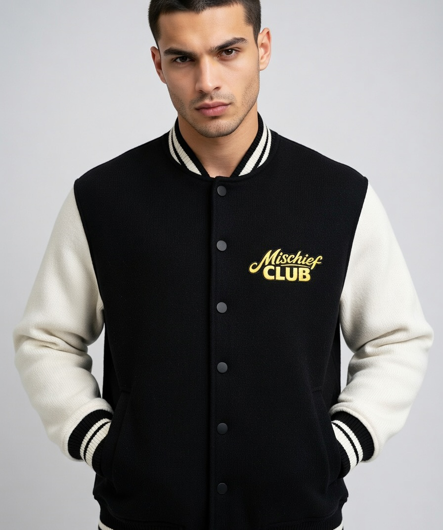 Heritage Embroidered Unisex Varsity Jacket | Mischief Club Originals | 100% Cotton
