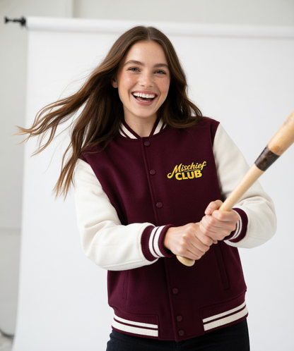 Heritage Embroidered Unisex Varsity Jacket | Mischief Club Originals | 100% Cotton