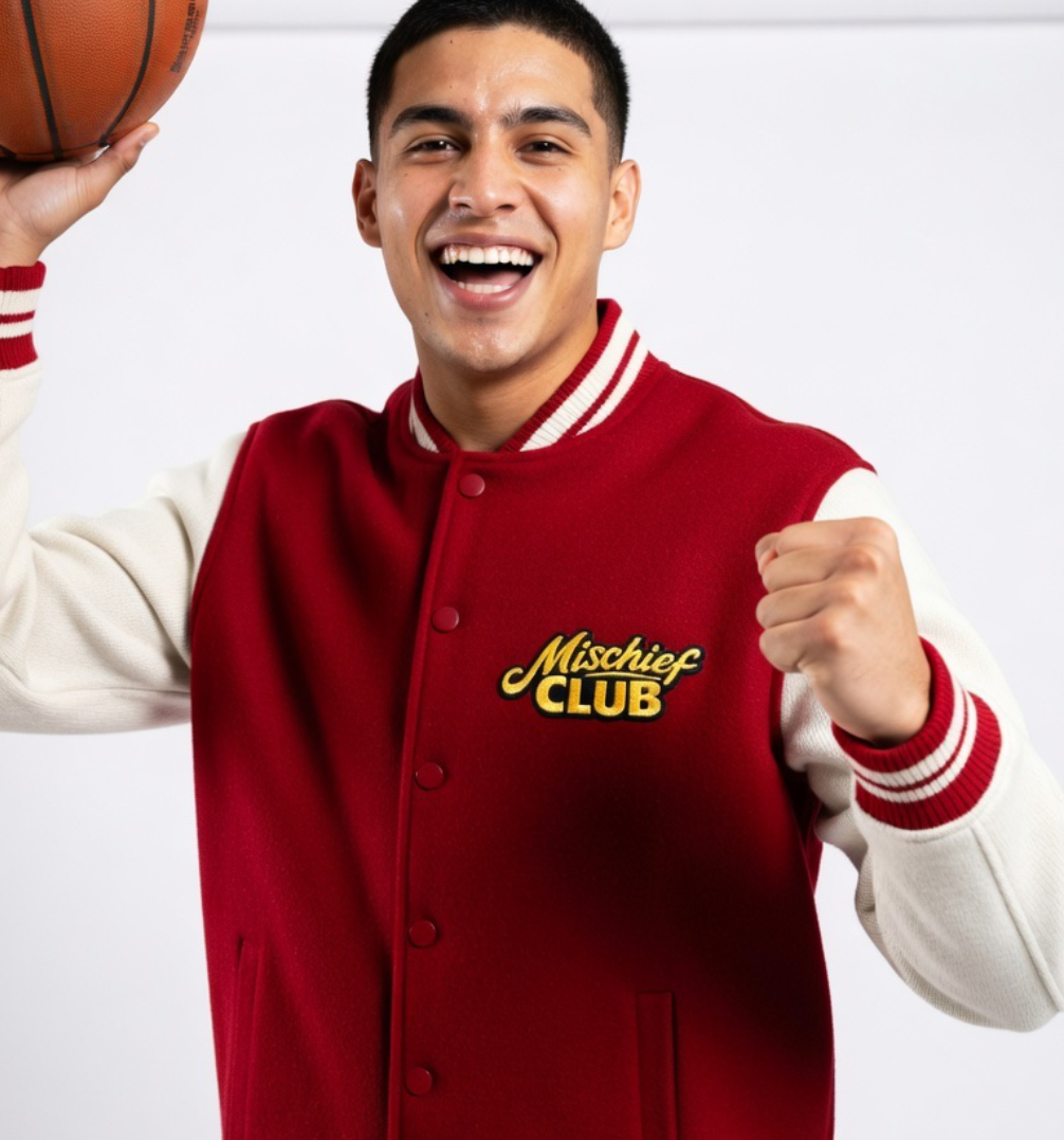 Heritage Embroidered Unisex Varsity Jacket | Mischief Club Originals | 100% Cotton