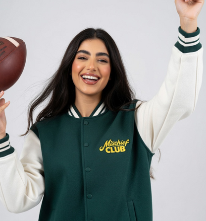 Heritage Embroidered Unisex Varsity Jacket | Mischief Club Originals | 100% Cotton