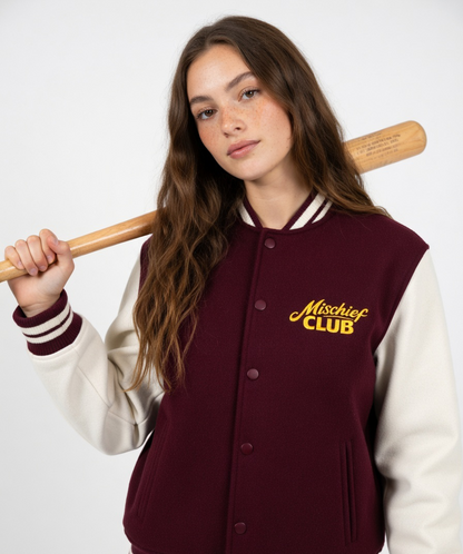 Heritage Embroidered Unisex Varsity Jacket | Mischief Club Originals | 100% Cotton