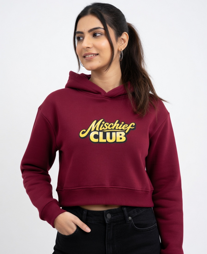 Mischief Club Originals | Front and Back Print | Female Cropped Hoodie, 100% Cotton