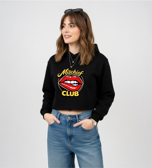 Mischief Club Originals | 100% Cotton Female Cropped Hoodie