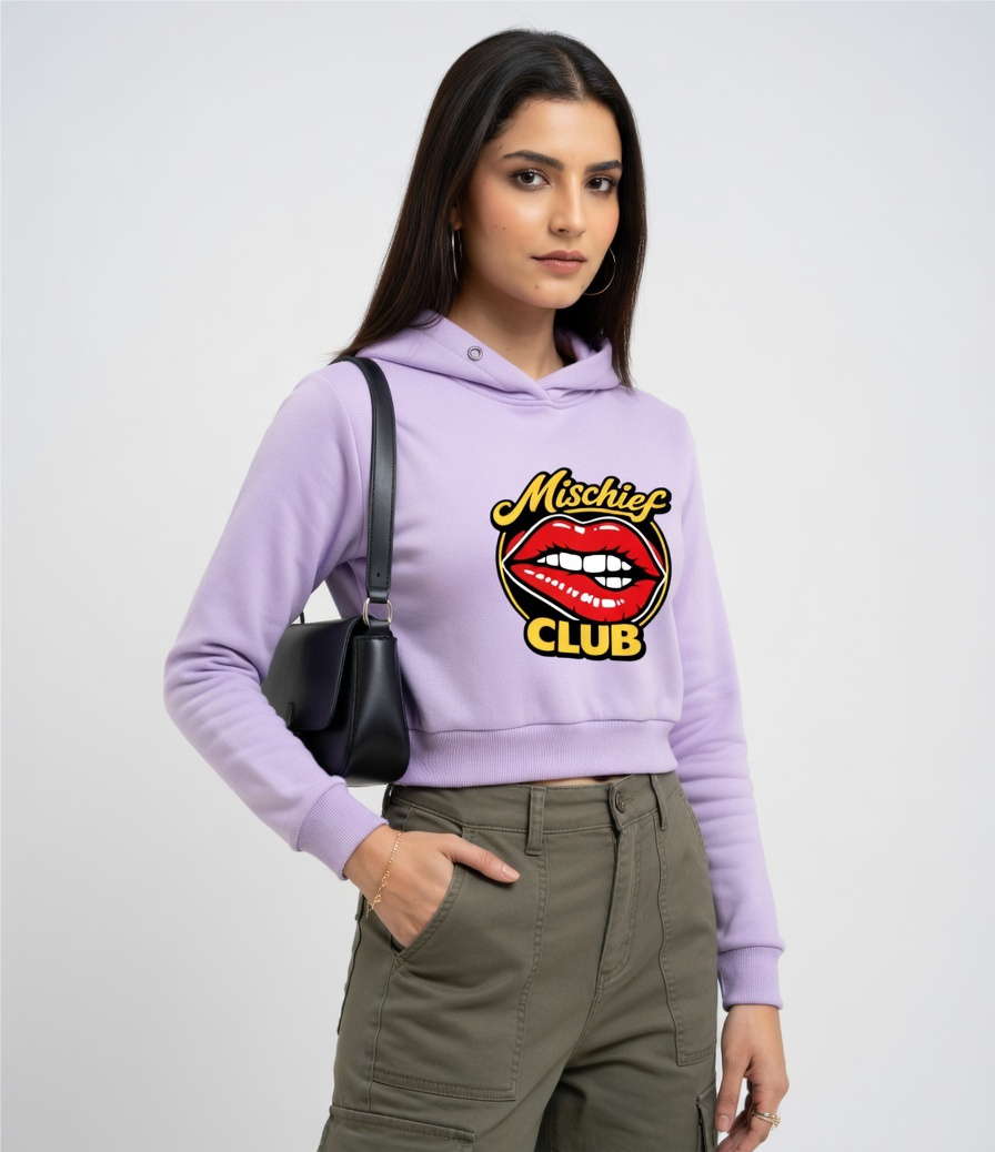Mischief Club Originals | 100% Cotton Female Cropped Hoodie