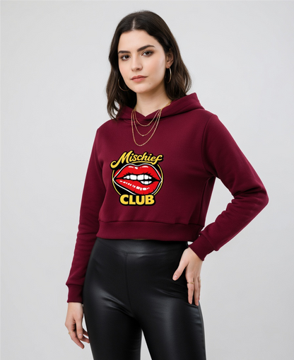 Mischief Club Originals | 100% Cotton Female Cropped Hoodie