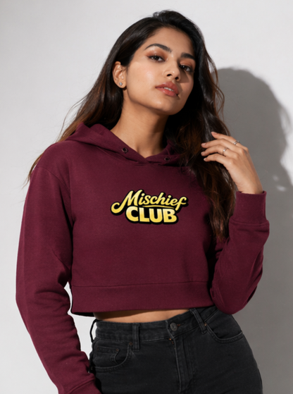 Mischief Club Originals | Front and Back Print | Female Cropped Hoodie, 100% Cotton